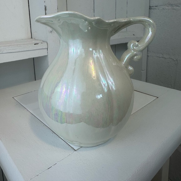 Iridescent Pitcher & Bowl Set Royal Haeger Style Cottagecore Retroglam Accent - Picture 8 of 11